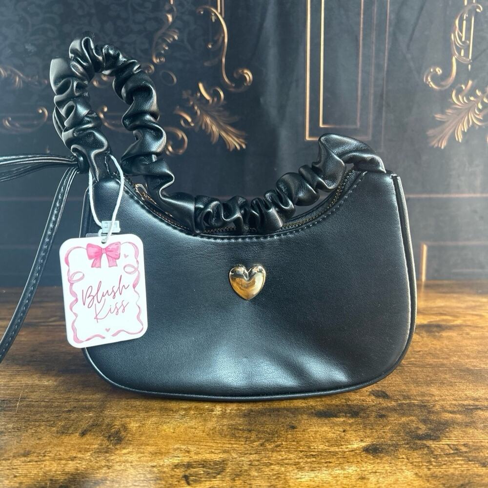 Faux Leather Crescent Shoulder Bag